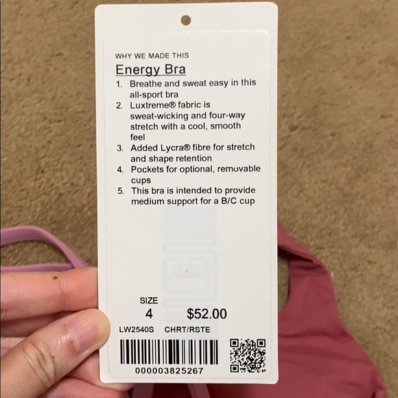 Lululemon Cherry Tint Rose Tea Energy Sports Bra - Picture 10 of 11